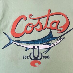 Costa Del Mar Mens Medium Short Sleeve Graphic Crew Neck Mint Green T-Shirt